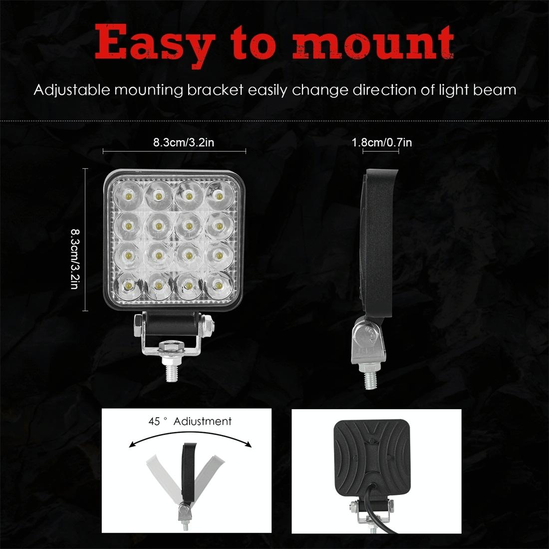 11.2W 10 - 30V Dc 6000K 3 Inch 16 Leds Square Offroad Truck Car Driving Light Work Light Spotlight Fog Light