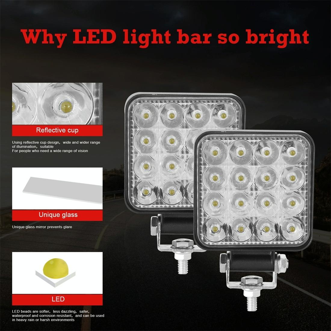 11.2W 10 - 30V Dc 6000K 3 Inch 16 Leds Square Offroad Truck Car Driving Light Work Light Spotlight Fog Light