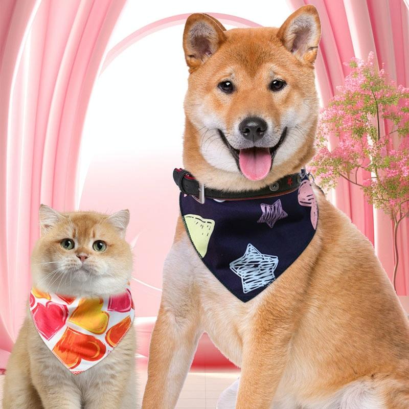 Cute Pet Triangle Towel Bib Cartoon Cats And Dogs Drool Towel Scarf - 04