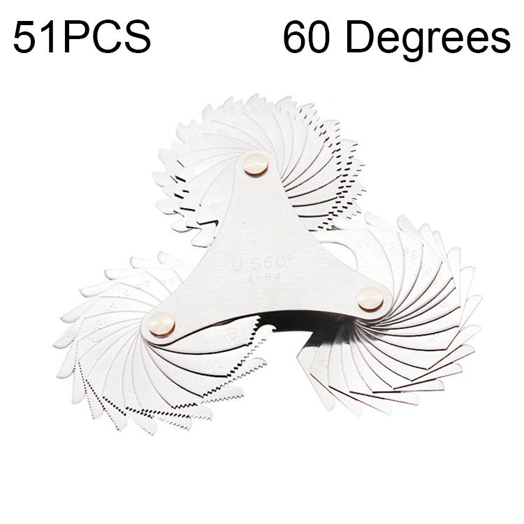 60 Degree Stainless Steel Thread Gauge - 51 Pieces