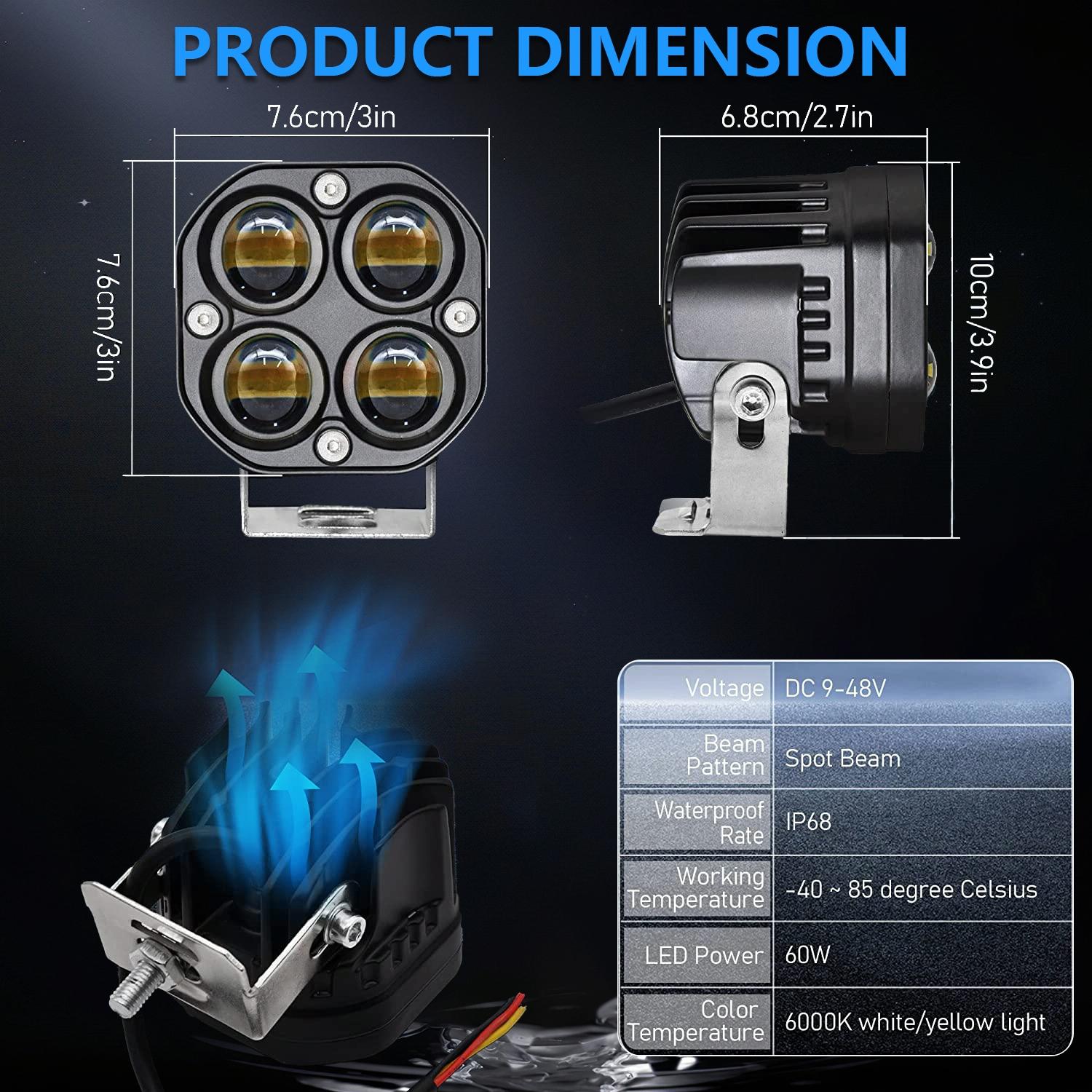 Car 3 Inch Continuous Two - Colour Spotlight 20W / 2000Lm / Dc9 - 30V