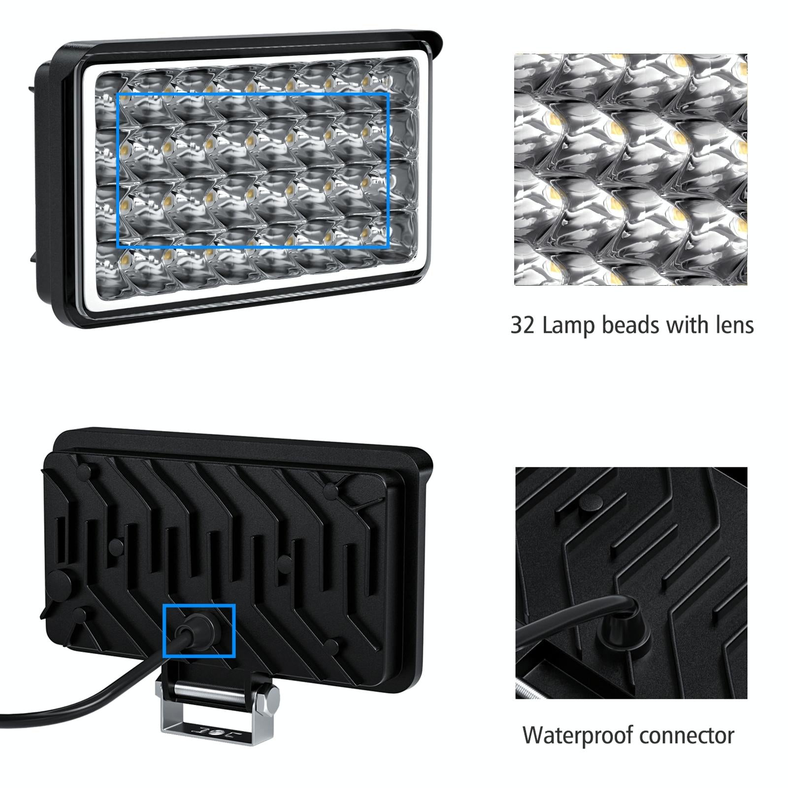 Cs - 1242A1 Car 4 Inch Square 32Leds Highlight Work Light Modified Front Bumper Lamp Spotlight