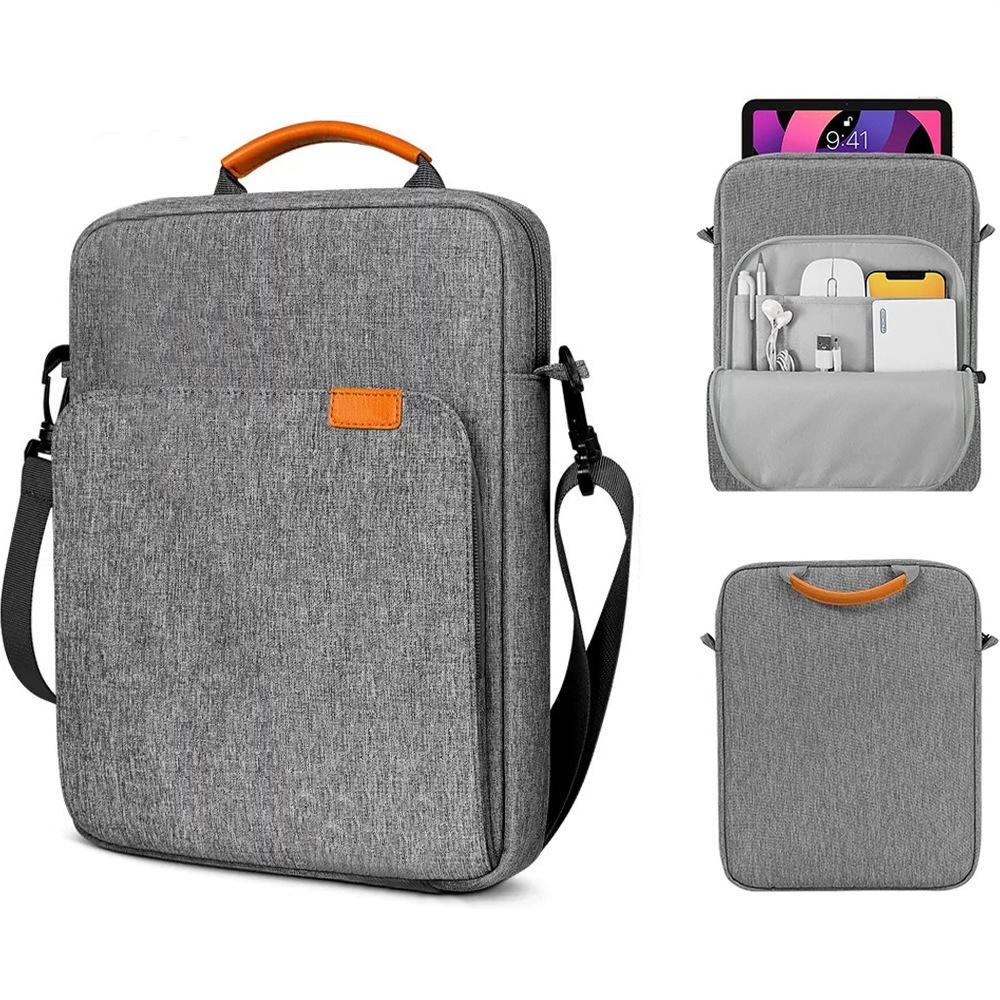 13 Inch Vertical Laptop Bag - Handheld Shoulder Crossbody - Light Gray