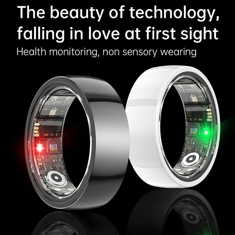 Smart Ring With Heart Rate Blood Oxygen Sleep & Sports Modes - Size 12 - Black