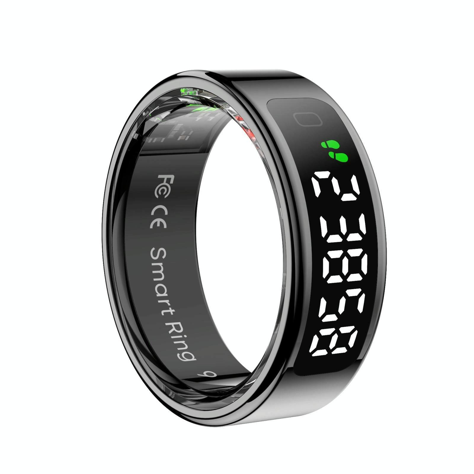 Smart Ring Heart Rate Blood Oxygen Sleep Sports Size 9 - Black