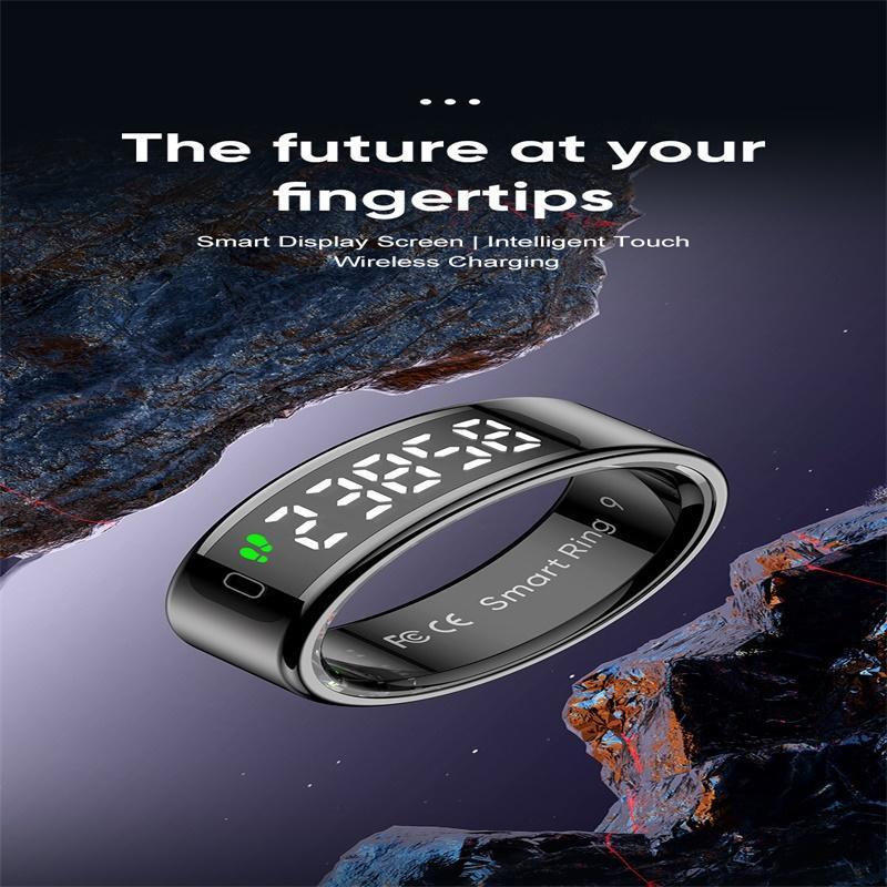 Smart Ring Heart Rate Blood Oxygen Sleep Sports Size 9 - Black