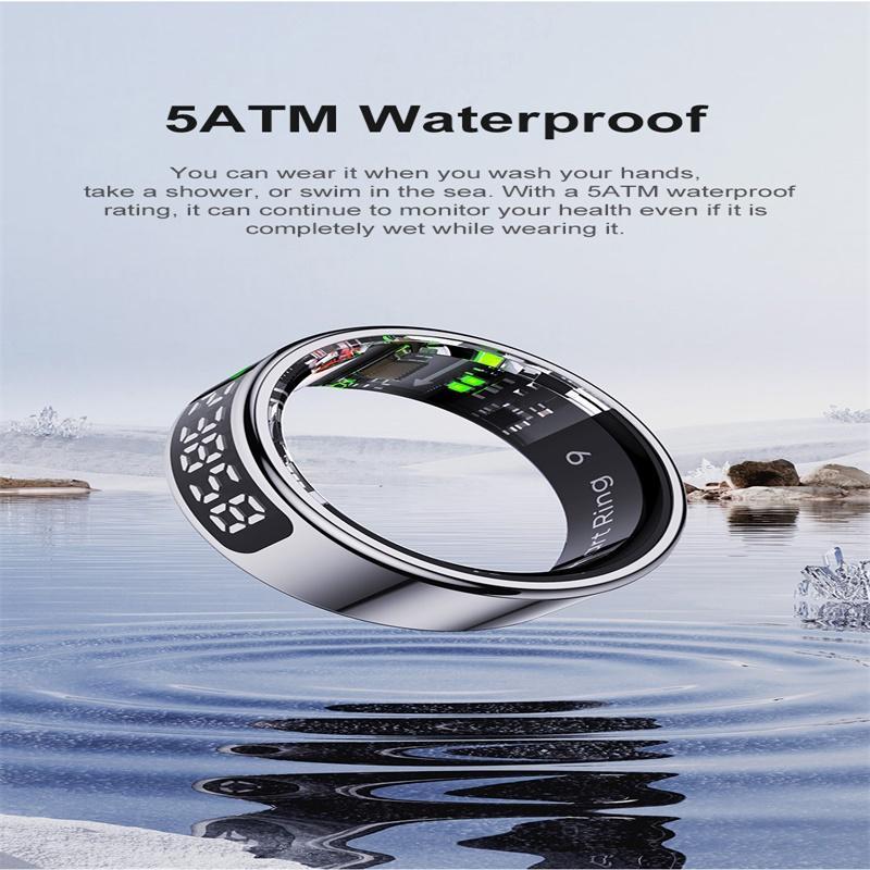 Smart Ring Heart Rate Blood Oxygen Sleep Sports Size 9 - Black