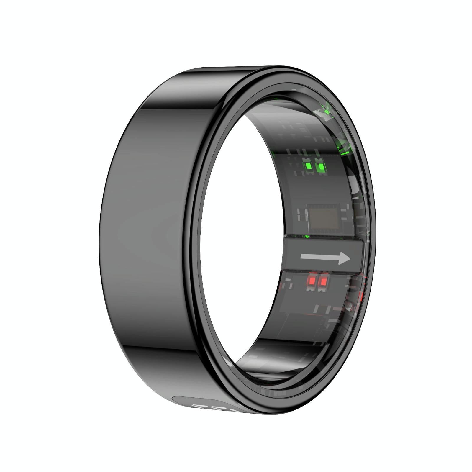 Smart Ring Heart Rate Blood Oxygen Sleep Sports Size 9 - Black