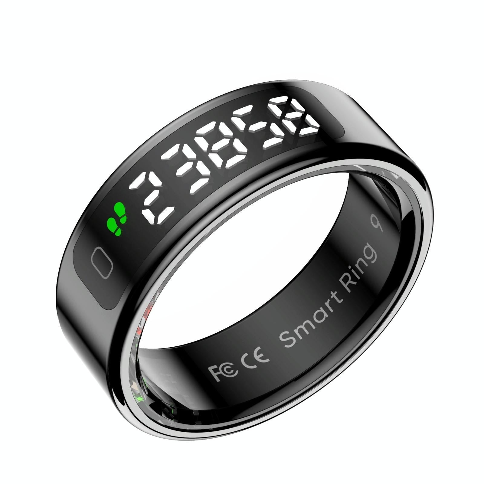 Smart Ring Heart Rate Blood Oxygen Sleep Sports Size 9 - Black