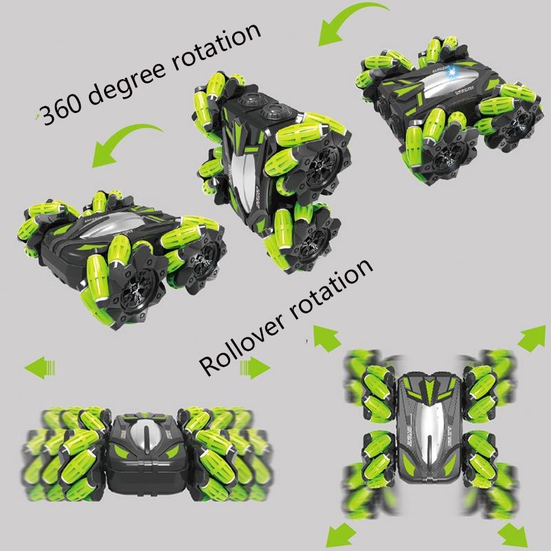 Double-sided Flip Drift Remote Control Toy Stunt Car for Children - Black Green