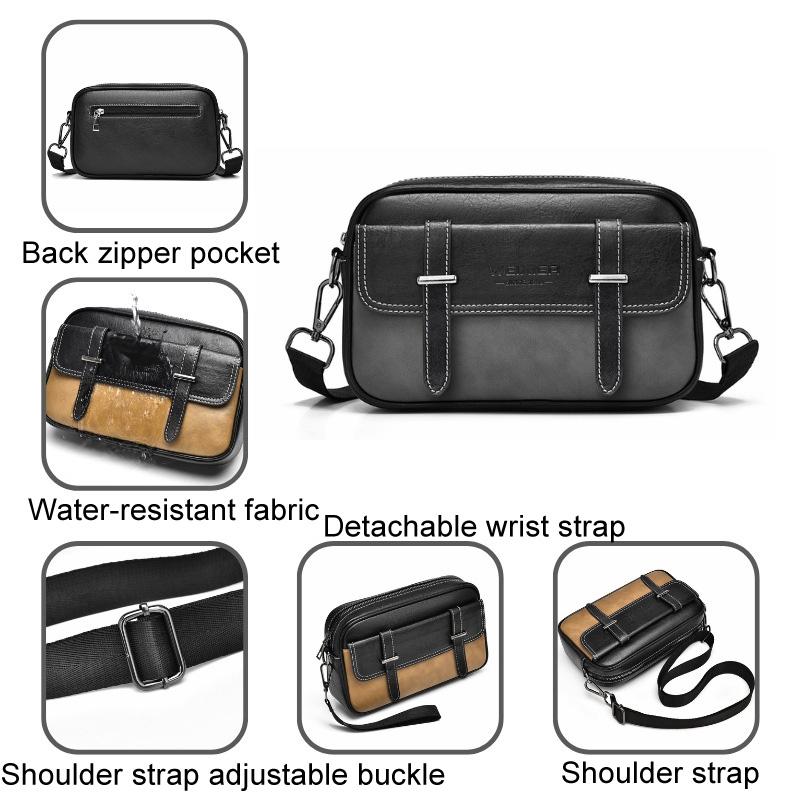 Waterproof Shoulder Crossbody Bag For Men Wear Resistant Design - Black