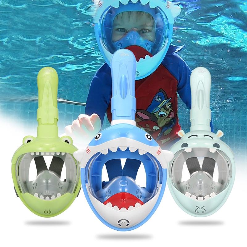 Full Dry Cartoon Kids Diving Mask For Snorkeling - Dinosaur