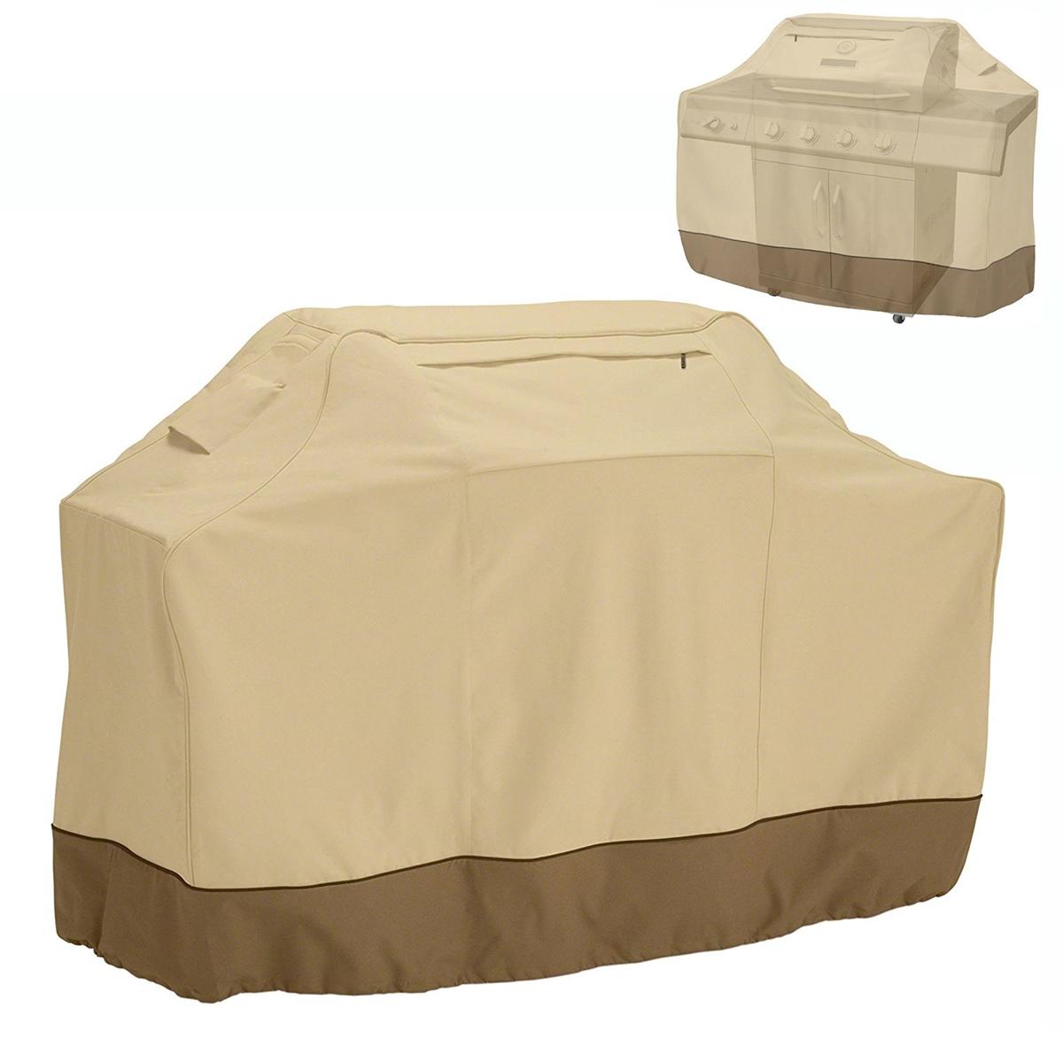 Waterproof Bbq Cover With Sundry Bag - Oxford Cloth 145X61X117Cm Beige