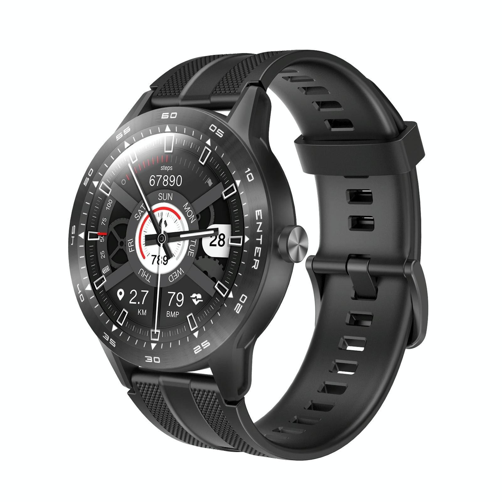 1.3 Inch Tft Smart Watch Sleep Heart Oxygen Monitoring 5Atm Waterproof Black