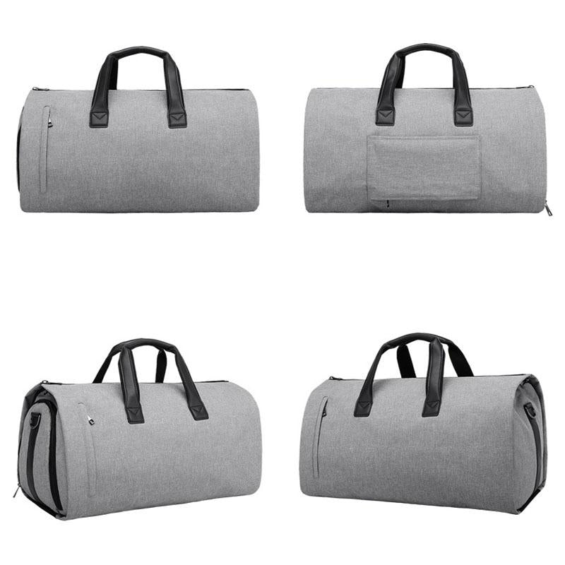 Shoe Compartment Travel Suit Bag - Compact & Organized - Light Grey