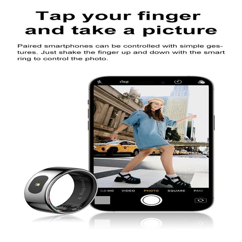 Smart Ring Heart Rate Blood Oxygen Sleep Sports Size 11 - Black