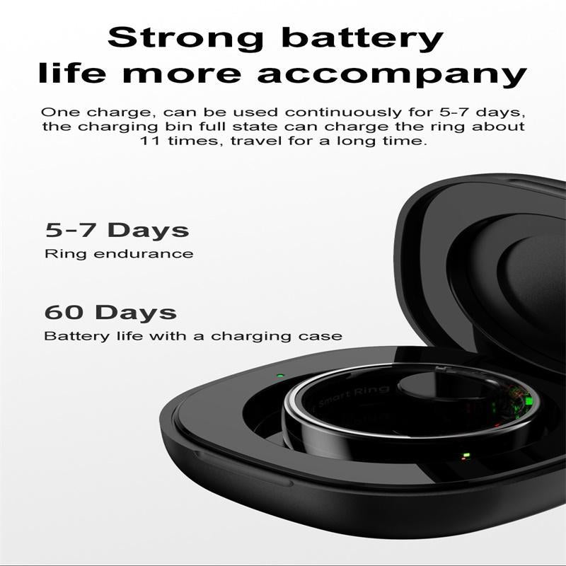 Smart Ring Heart Rate Blood Oxygen Sleep Sports Size 11 - Black