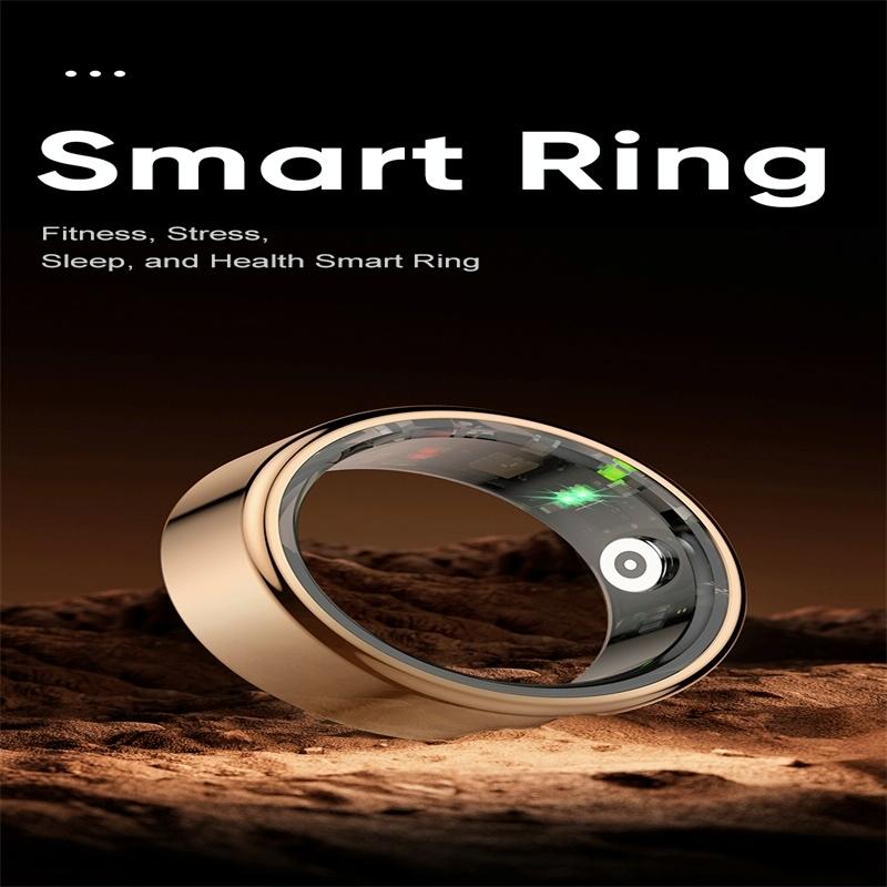 Smart Ring With Heart Rate Blood Oxygen Sleep Monitoring & Sports Modes - Size 8 - Black