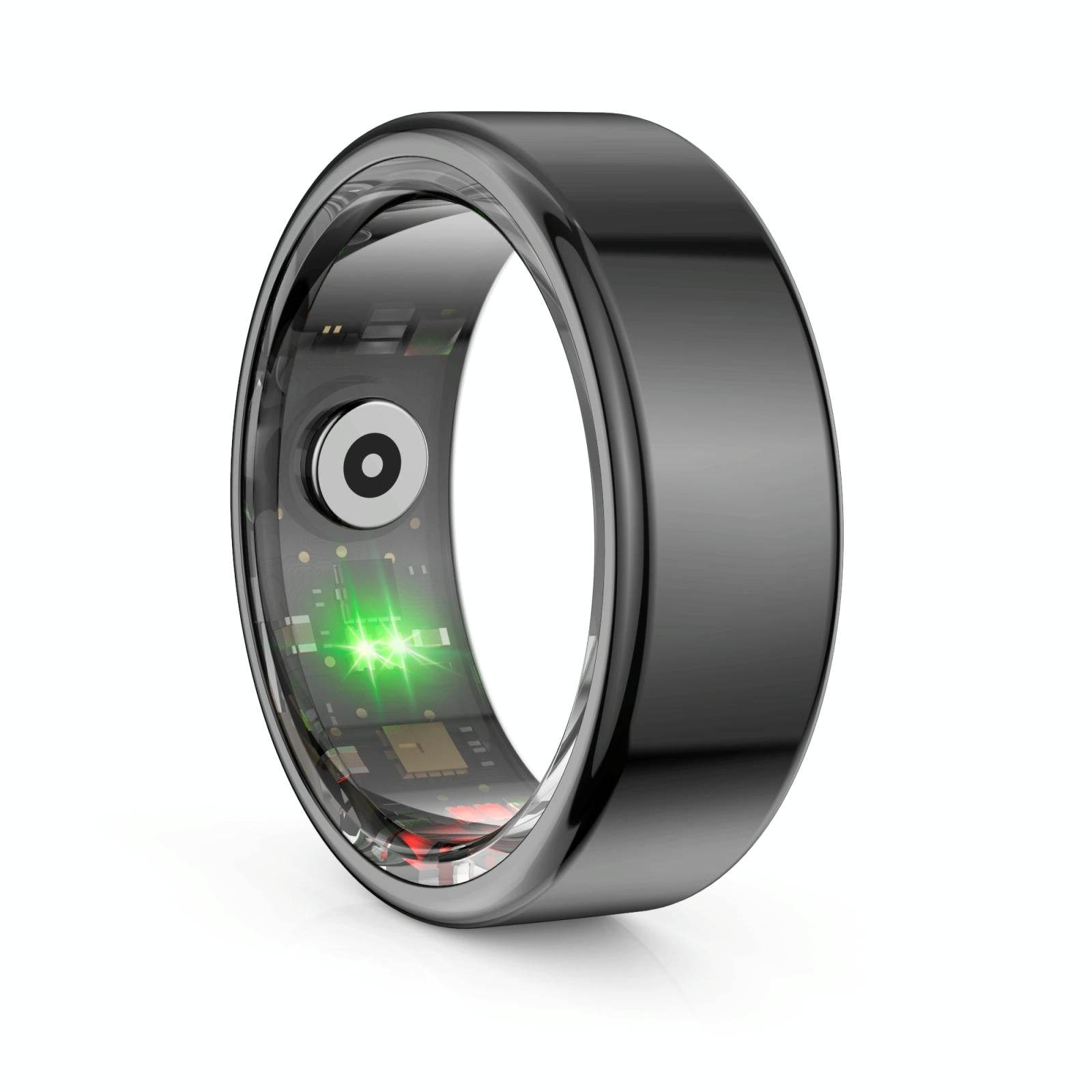 Smart Ring With Heart Rate Blood Oxygen Sleep Monitoring & Sports Modes - Size 8 - Black