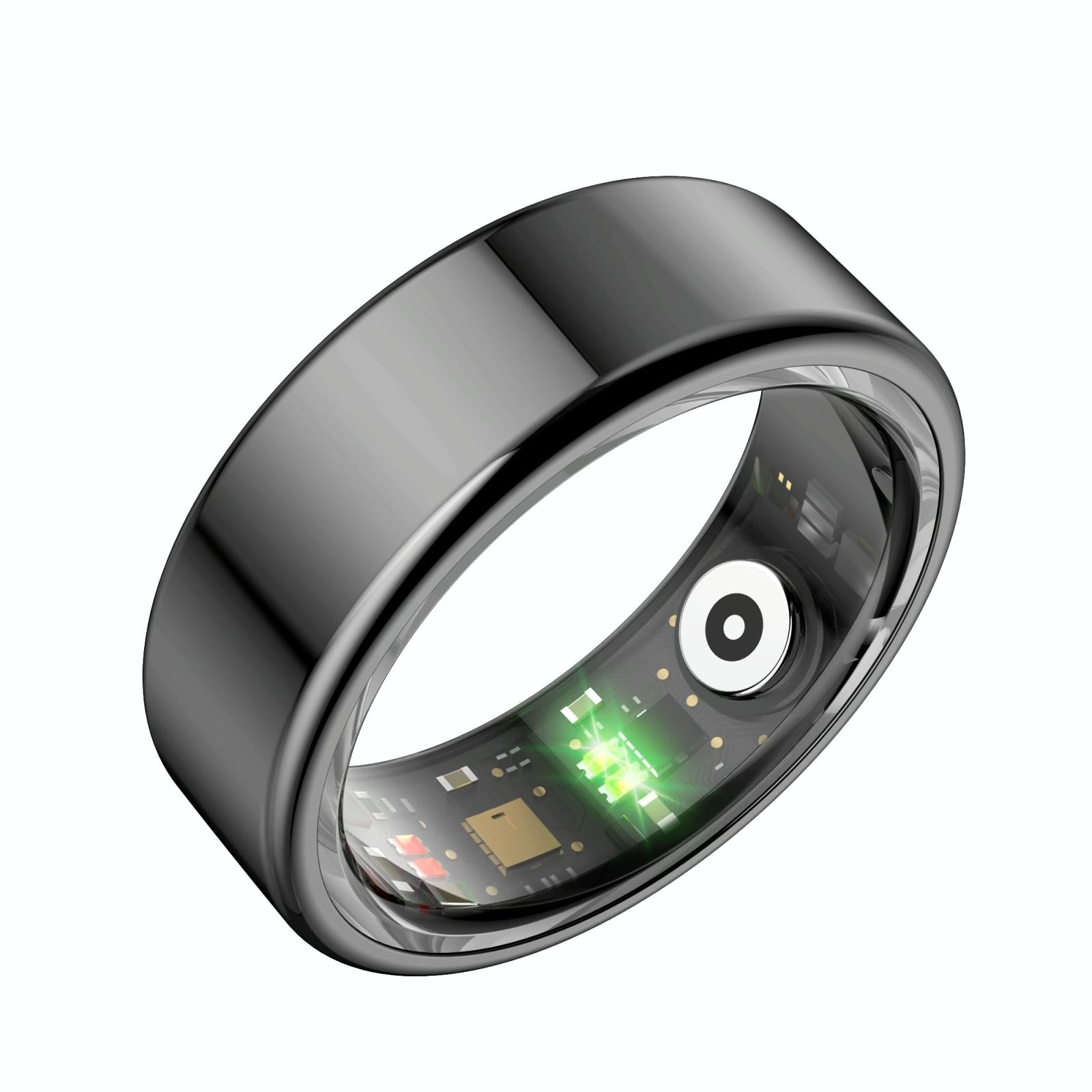 Smart Ring With Heart Rate Blood Oxygen Sleep Monitoring & Sports Modes - Size 8 - Black