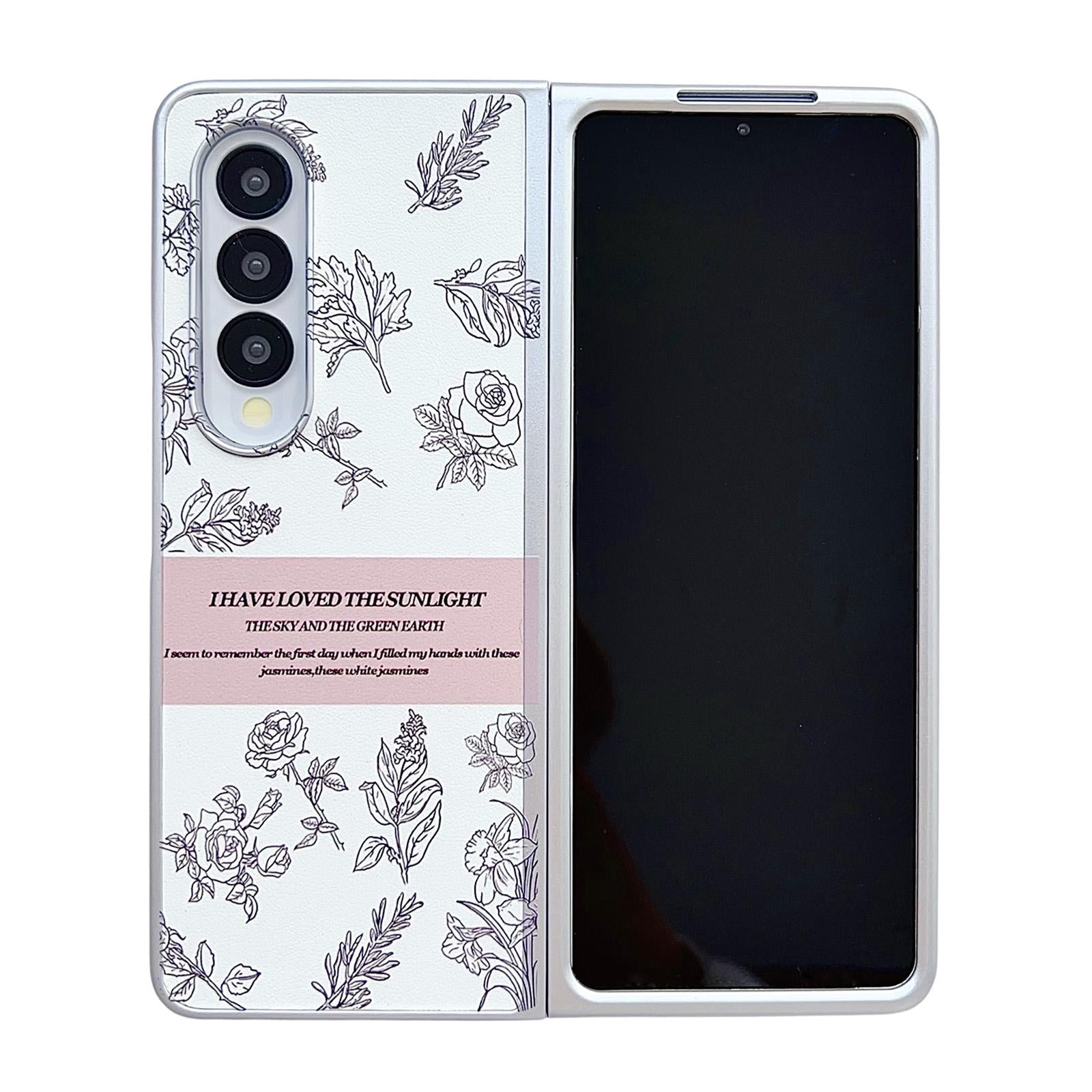 Floral Sketch Pearlescent Pc Case For Samsung Galaxy Z Fold 4