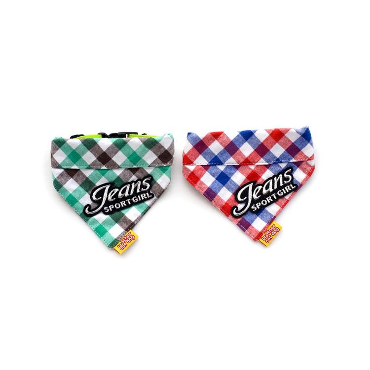 Pure Cotton Plaid Dog Scarf Small And Medium-Sized Dog Saliva Towel - Size L40-50Cm - Red