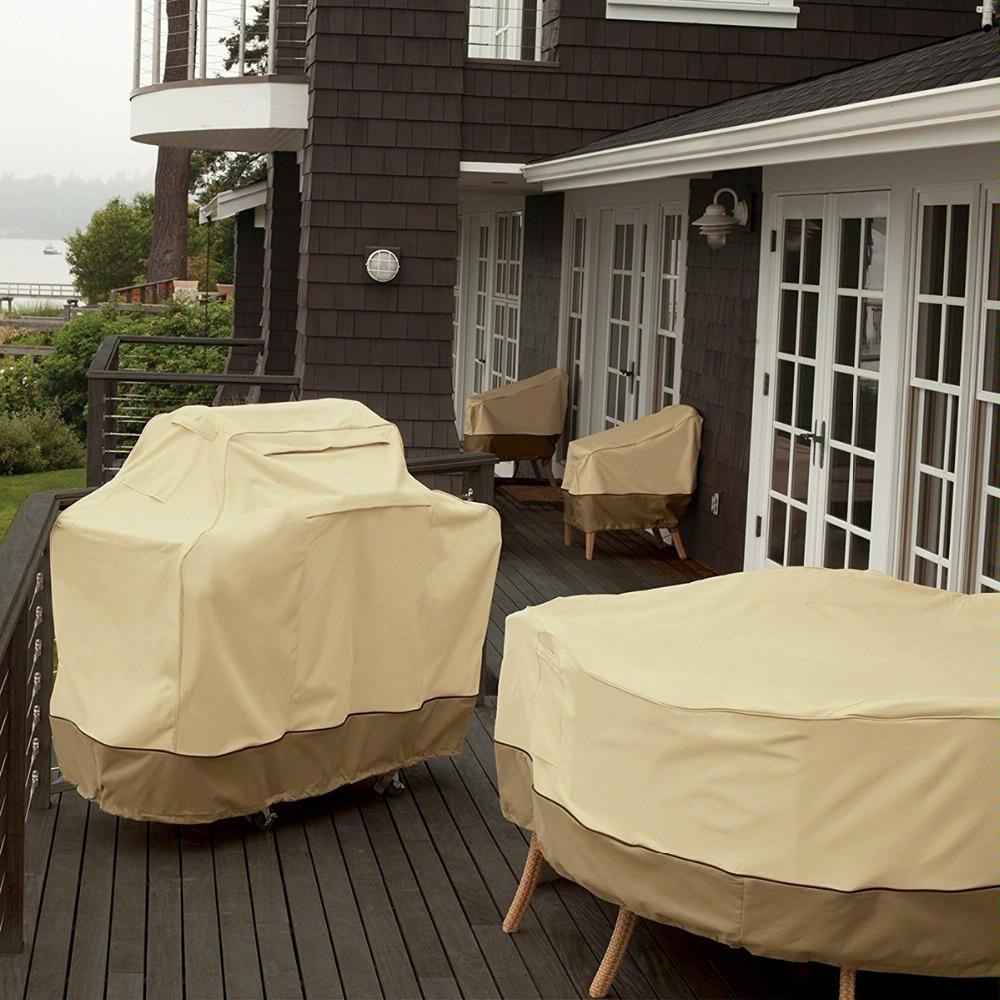 Waterproof Bbq Cover With Sundry Bag - 183X66X130Cm Beige