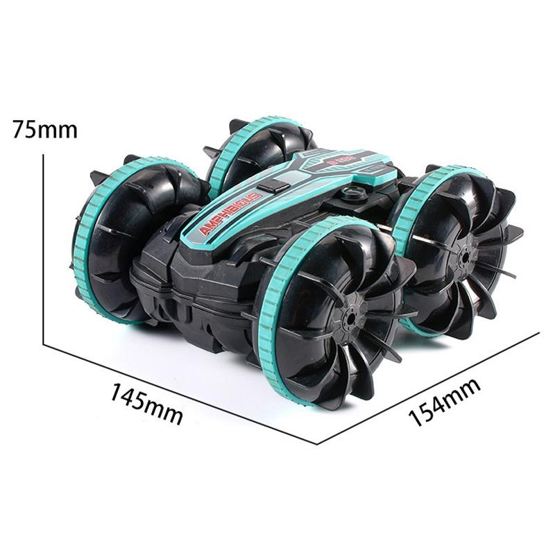 Amphibious Stunt Rc Car - Double-sided Rolling - 2.4g - Electric - Kids' Toy - Green