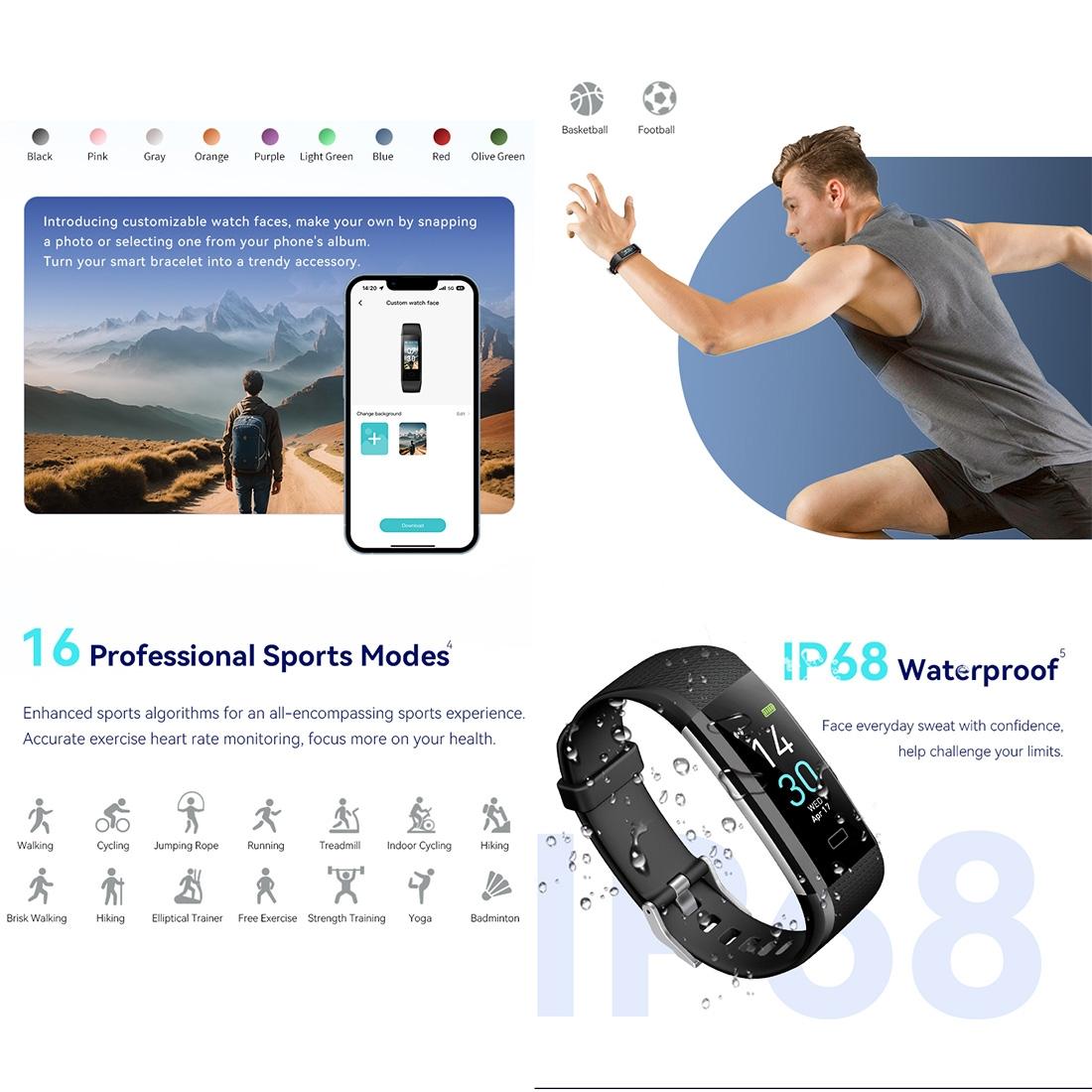 Waterproof Fitness Tracker Watch With Heart Rate Monitor - White