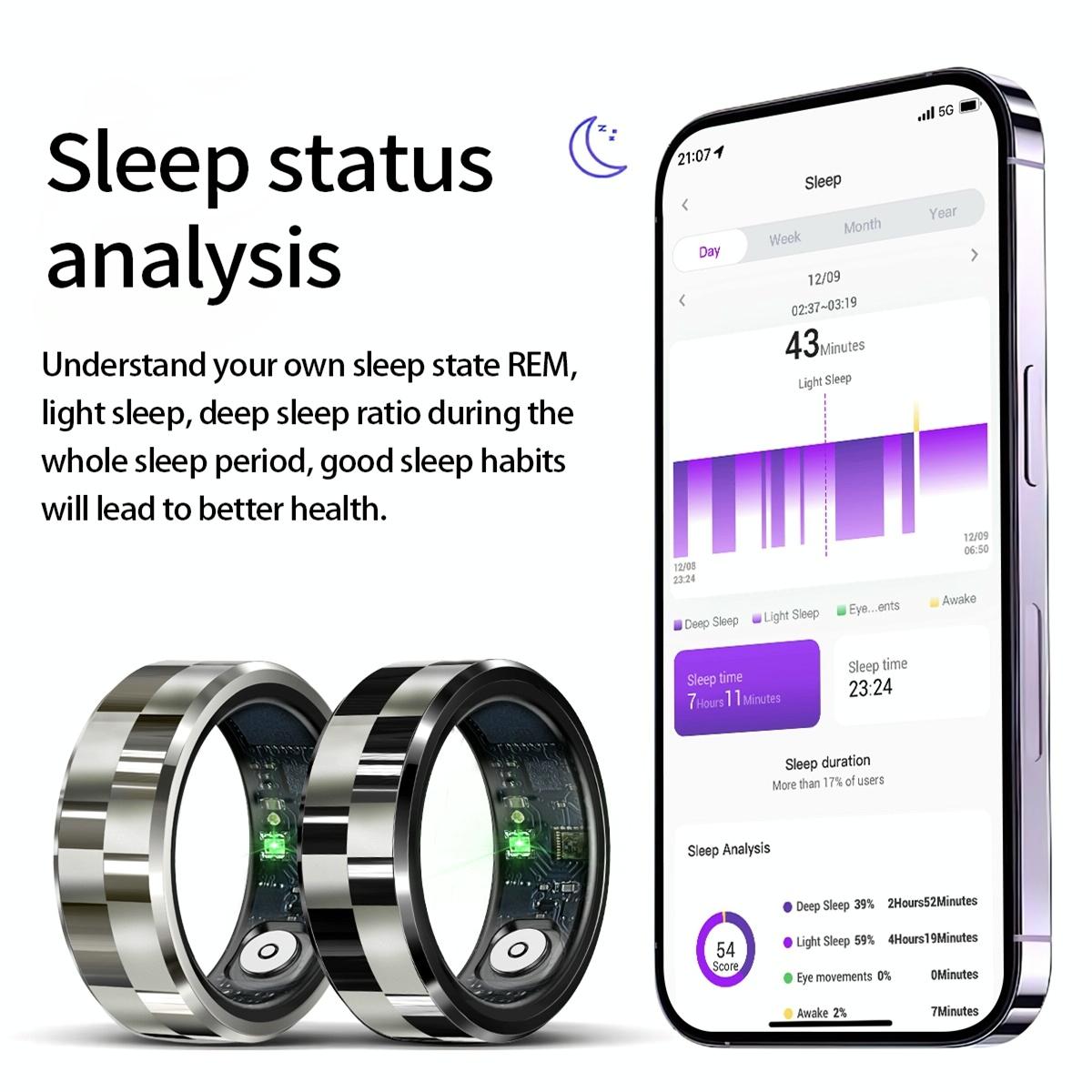 Smart Ring With Health Monitoring Gesture Control And Somatosensory Games - Size 9 - Silver