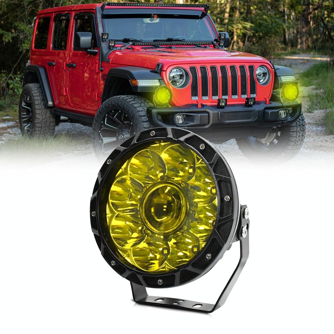 55W 6000Lm / 6000K Off - Road Vehicle Round Work Light - Yellow