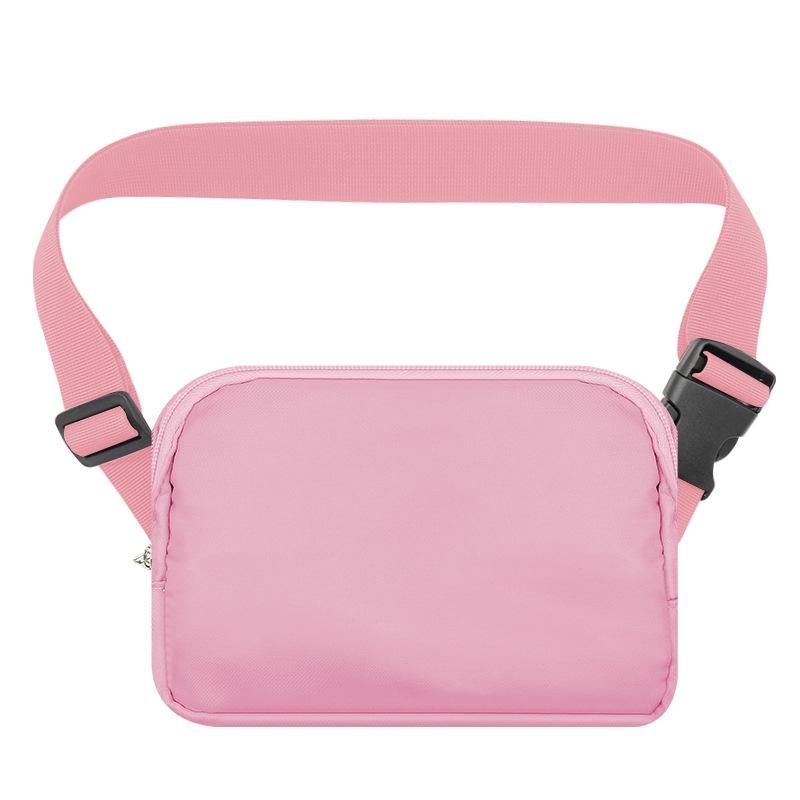 Waterproof Nylon Chest Bag For Outdoor Sports Running Mobile Phone Pocket - Pink