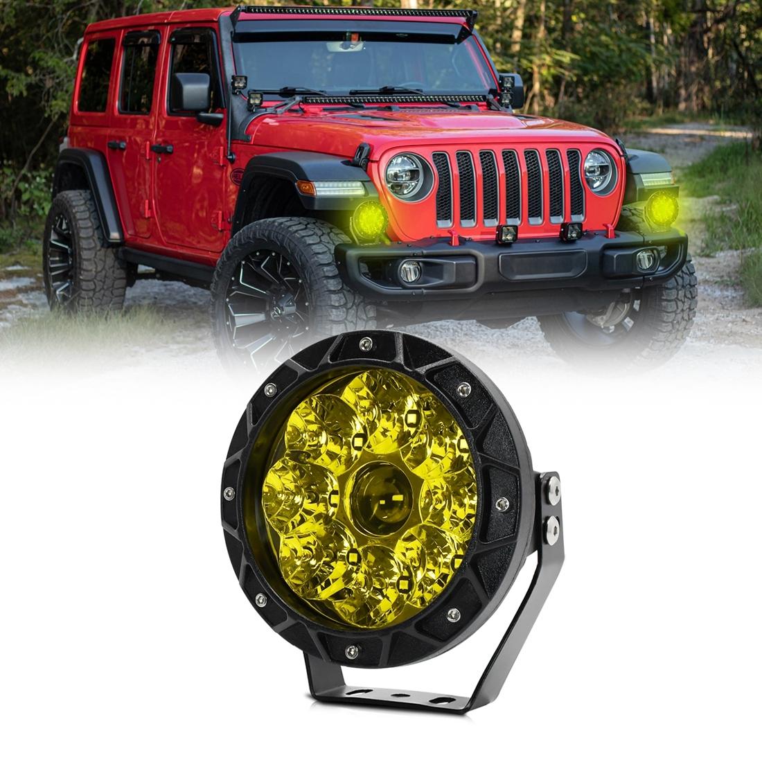 38W 4000Lm / 6000K Off - Road Vehicle Round Work Light - Yellow