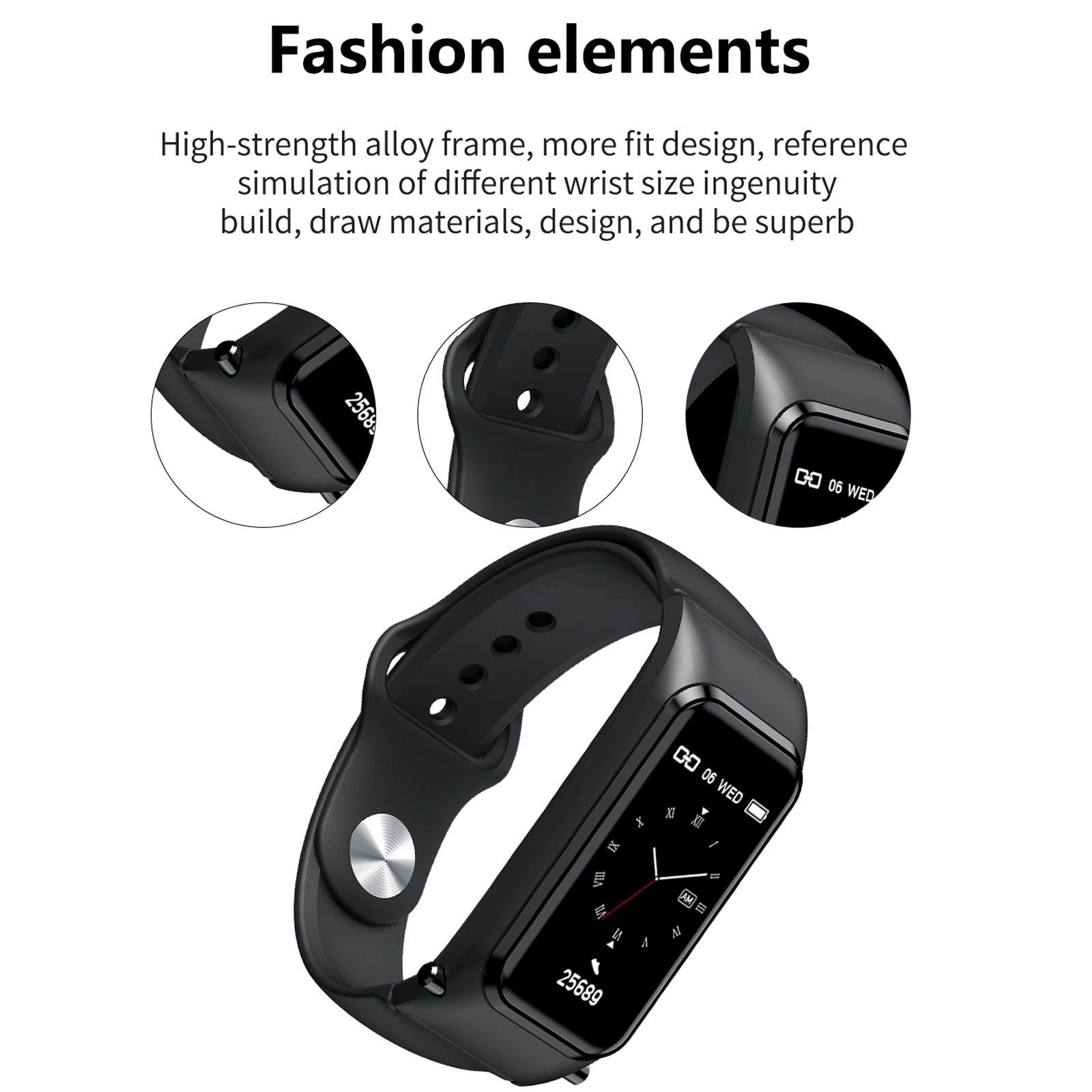 Bluetooth Smart Bracelet With Hd Screen - Rose Gold