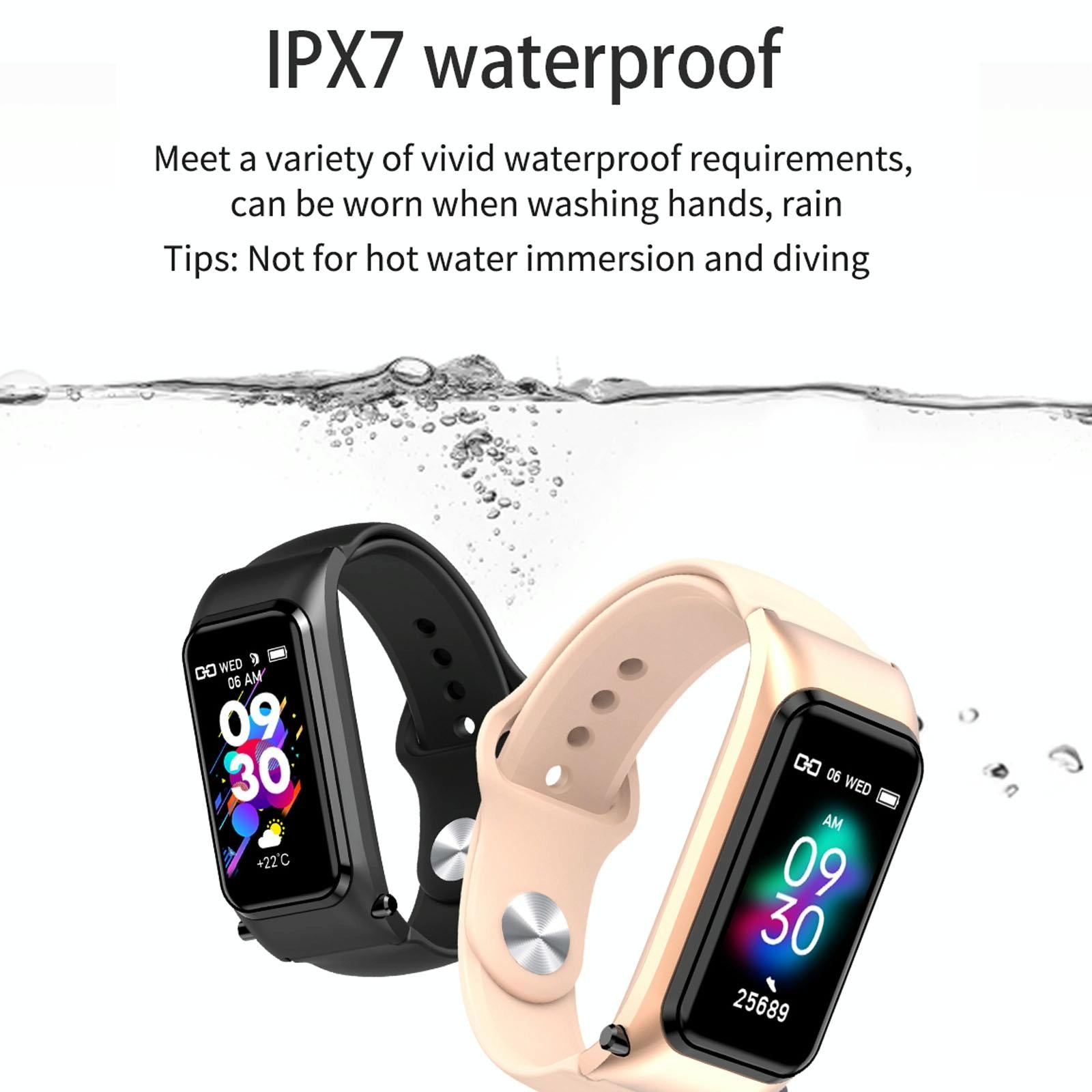 Bluetooth Smart Bracelet With Hd Screen - Rose Gold