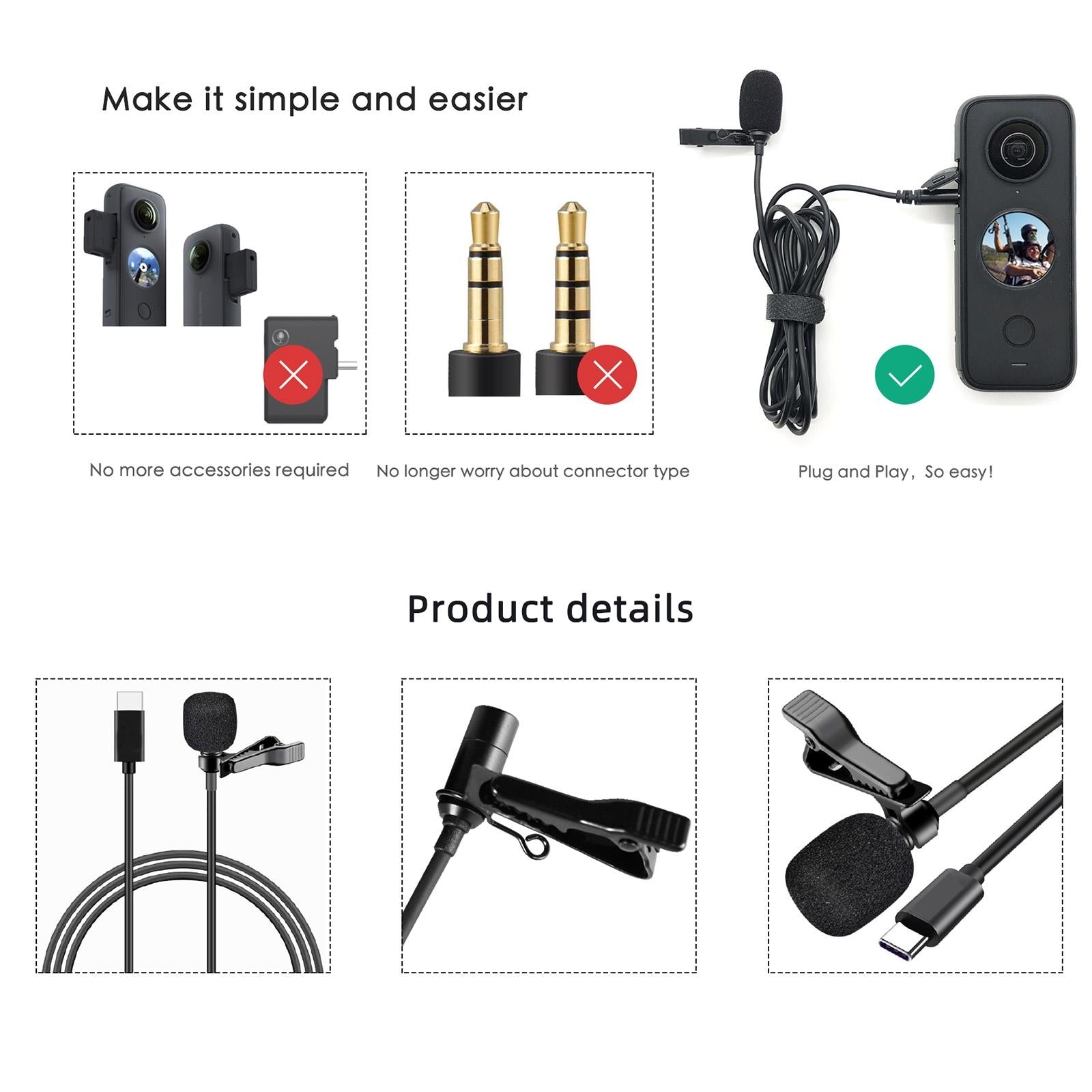 Insta360 One X2 Lavalier Clip Microphone