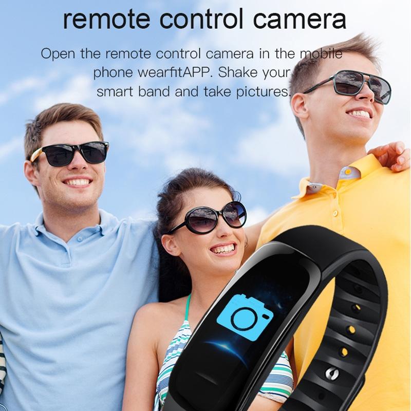 Smart Bracelet With Call Reminder Hr / Bp Monitoring Sleep / Sedentary Tracking And Remote Control - Black