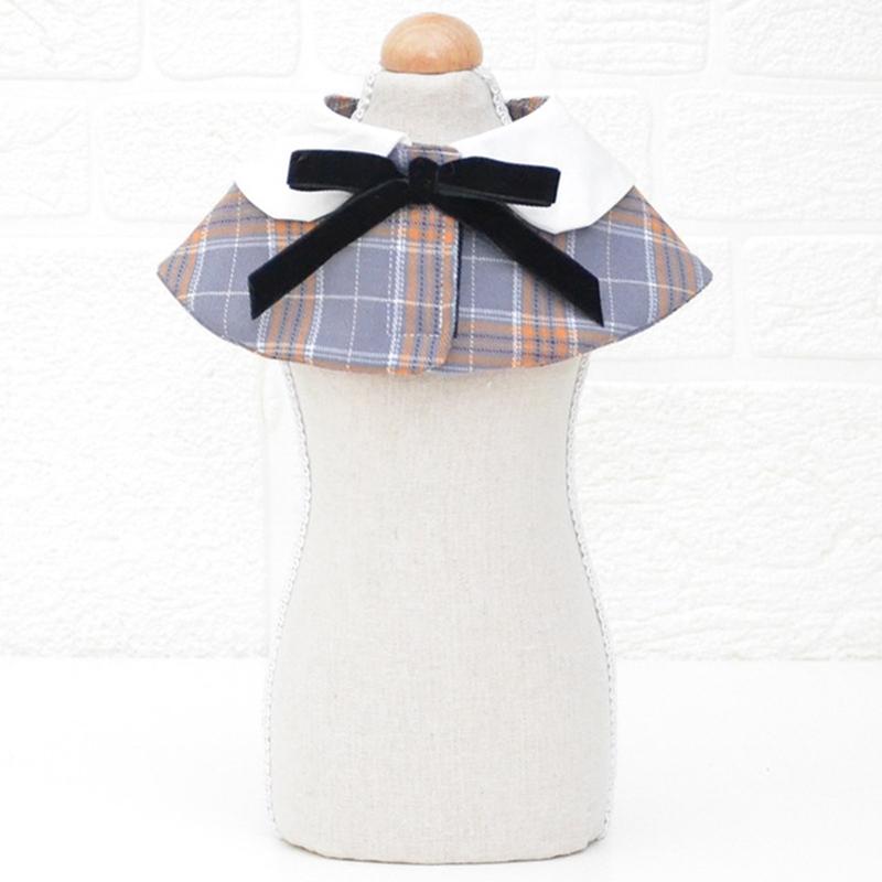 Dog Shawl Small Cloak Pet Bow Ttie Saliva Towel Pet Accessories - Size L - Black White Grid
