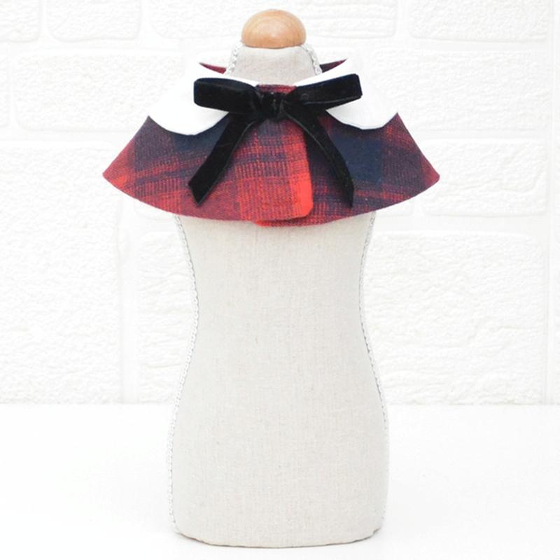Dog Shawl Small Cloak Pet Bow Ttie Saliva Towel Pet Accessories - Size L - Black White Grid