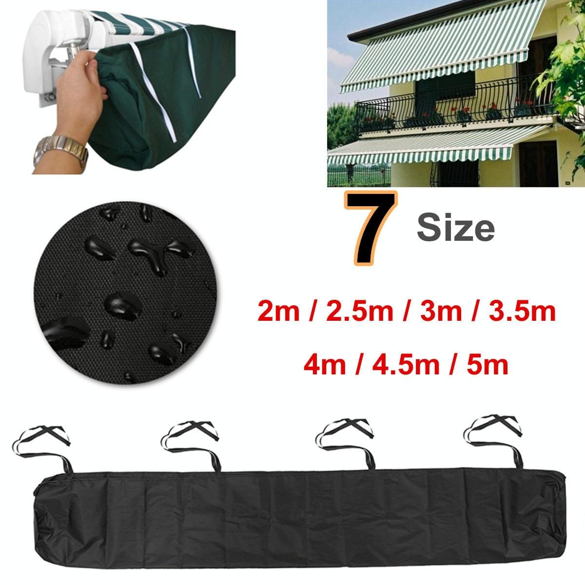 Waterproof Retractable Roller Blind Awning Cover - 4.5m Length Dustproof Protection - Black