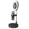 Foldable Desktop Makeup Mirror Holder with Storage - Black