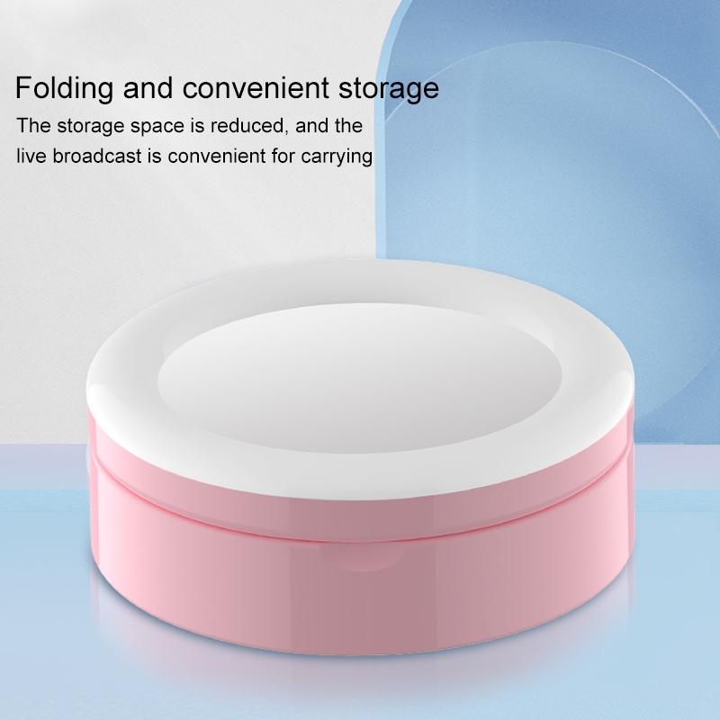 Foldable Desktop Makeup Mirror Holder with Storage - Black