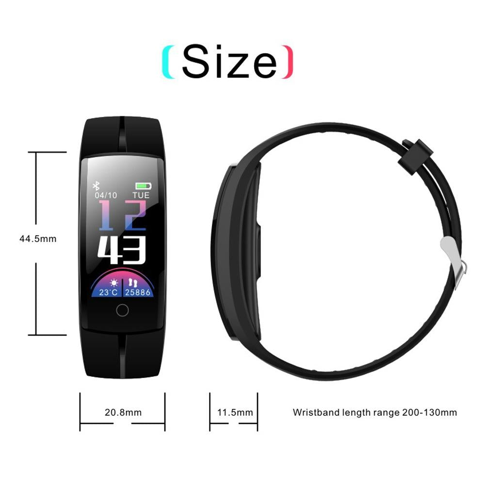 Waterproof Tft Smart Bracelet With Call / Heart / Sleep / Sedentary / Bp Monitoring - Black