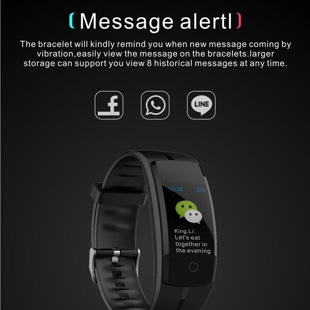 Waterproof Tft Smart Bracelet With Call / Heart / Sleep / Sedentary / Bp Monitoring - Black