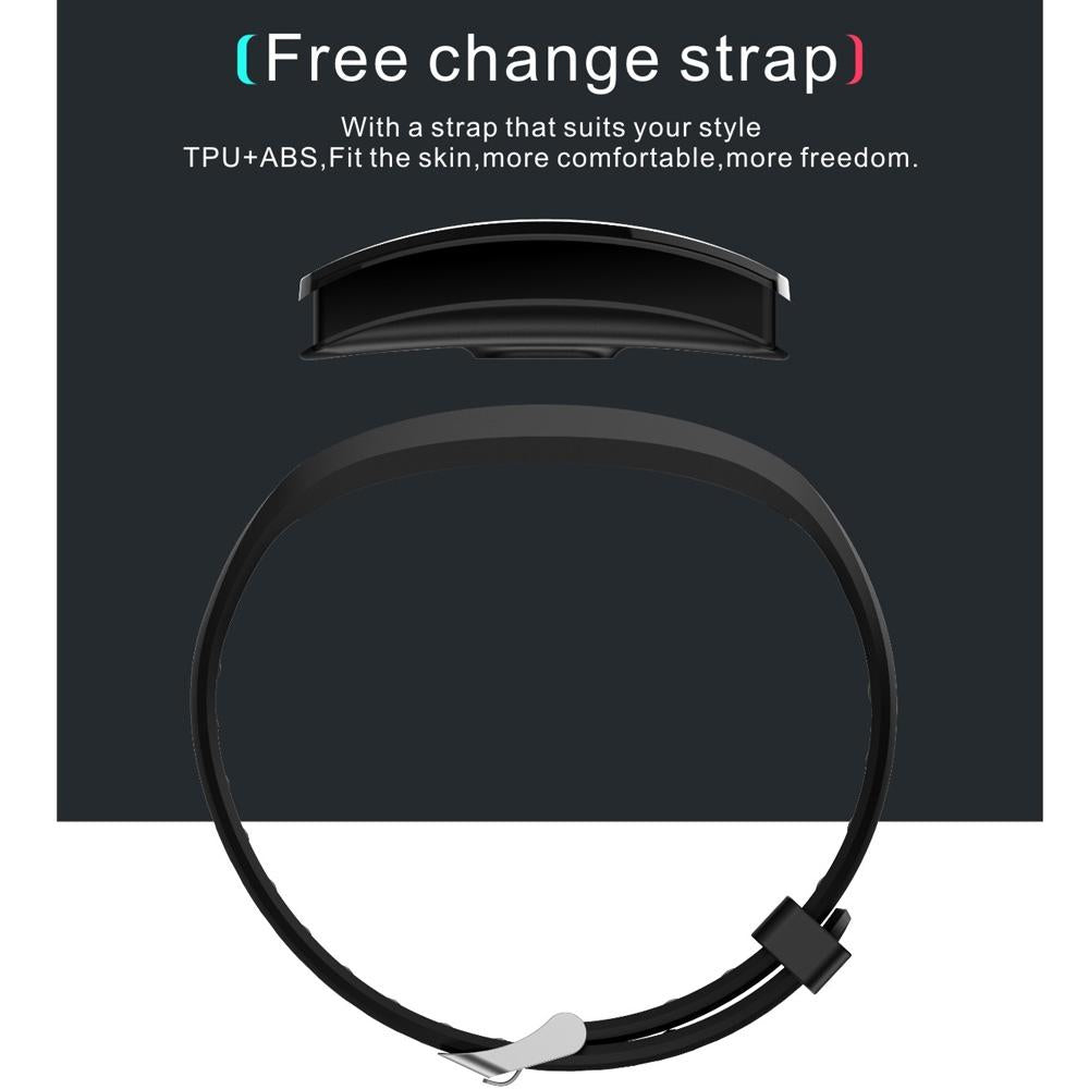 Waterproof Tft Smart Bracelet With Call / Heart / Sleep / Sedentary / Bp Monitoring - Black