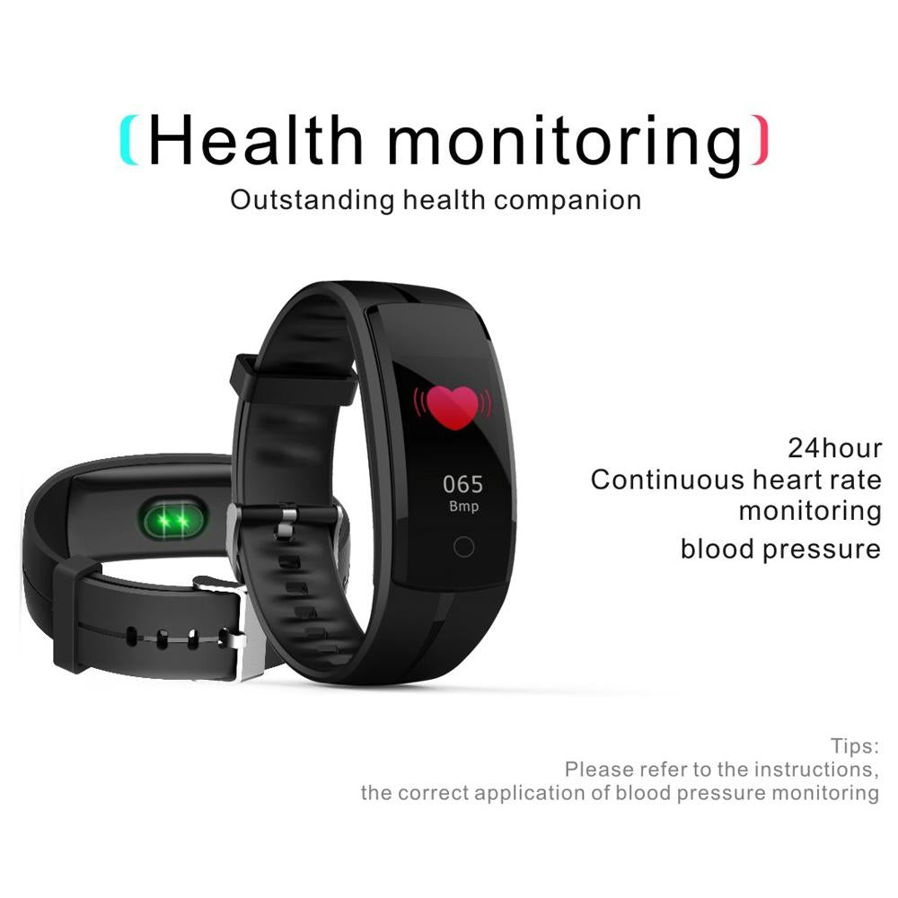 Waterproof Tft Smart Bracelet With Call / Heart / Sleep / Sedentary / Bp Monitoring - Black