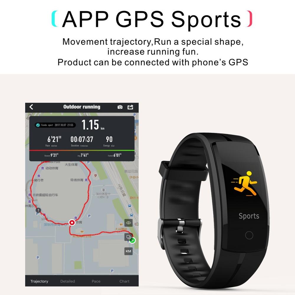 Waterproof Tft Smart Bracelet With Call / Heart / Sleep / Sedentary / Bp Monitoring - Black
