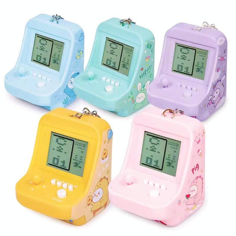 Mini Arcade Game Keychain - Portable Building Block Toy - Purple