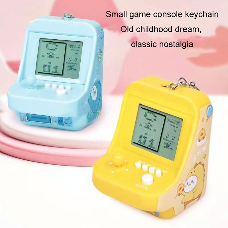 Mini Arcade Game Keychain - Portable Building Block Toy - Purple