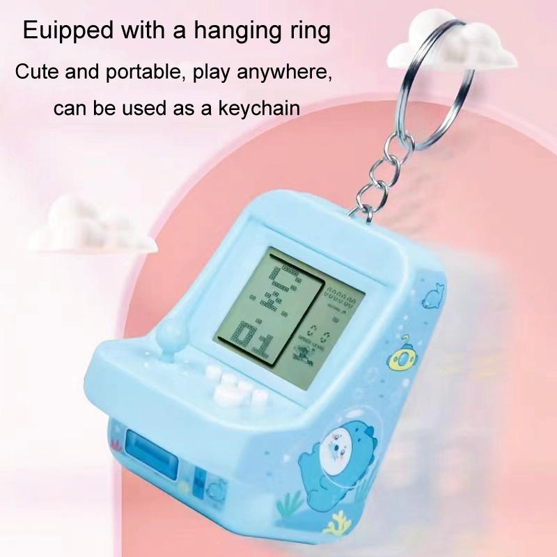 Mini Arcade Game Keychain - Portable Building Block Toy - Purple